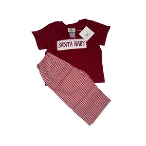 Santa Baby Red Kids Smock Set